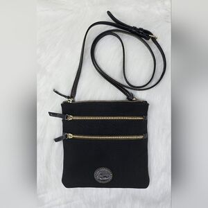Dooney & Bourke Nylon North South Triple Zip, (Black On Black)